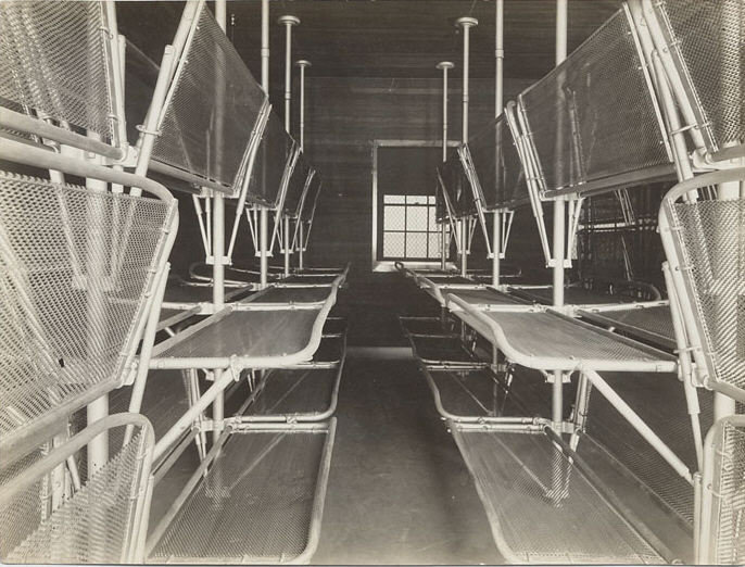 U.S. Immigration Station, Angel Island, San Francisco Bay. Dormitory: From Photographs from the Hart Hyatt North papers: Angel Island