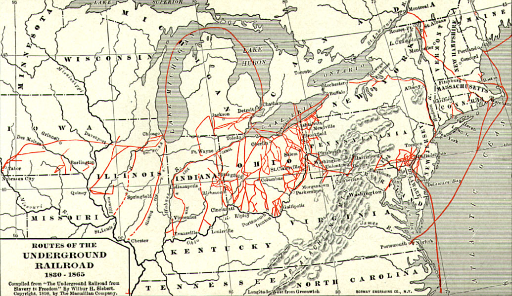 Whole map of the underground railroad.